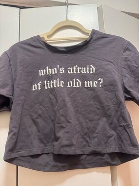 TTPD inspired Cropped Short Sleeve Graphic Tee - Charcoal with White Text